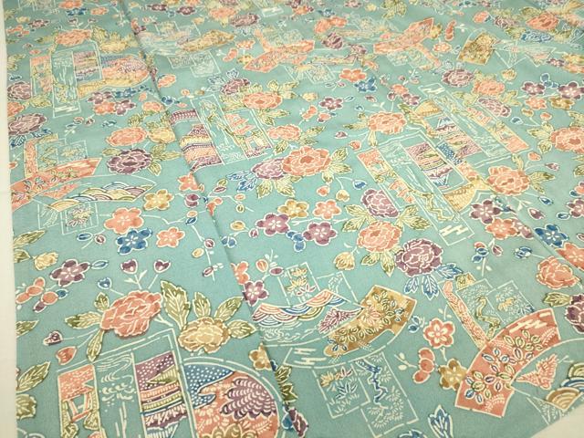 平和屋着物▽上質な小紋 単衣 型染め 地紙花文 正絹 逸品 DAAS0562az