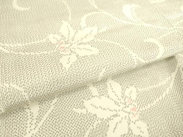 平和屋着物▽本塩沢 単衣 花唐草文 松坂屋扱い 正絹 逸品 DAAS0560az