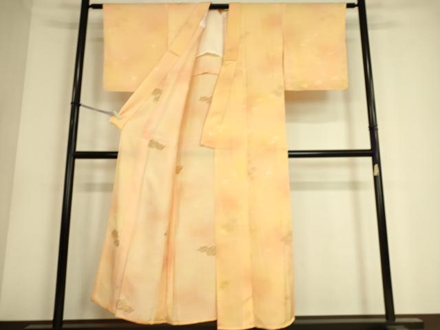 平和屋着物▽上質な小紋　単衣　梅笹地紋　暈し染め　金糸　正絹　逸品　DAAS0579az