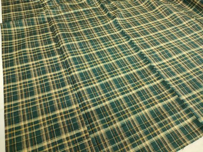 平和屋着物▽上質な紬　単衣　格子　正絹　逸品　DAAS0593az