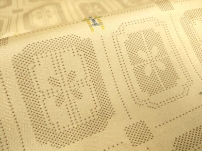 平和屋着物▽上質な紬 単衣 花織 格子花文 正絹 逸品 DAAS0589az