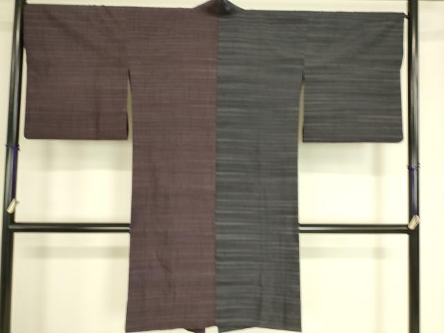 平和屋着物▽道中着　単衣　紬地　縞　ロング丈　正絹　逸品　DAAS0600az