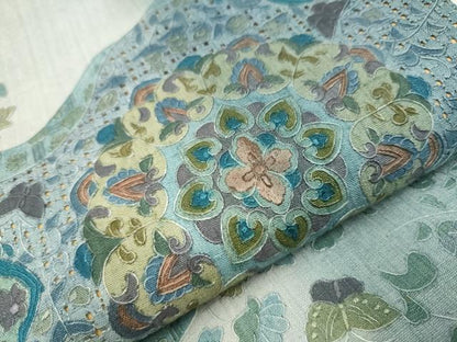 平和屋着物●中国三大刺繍 スワトウ刺繍 総刺繍 太鼓柄袋帯 紬地 正倉院花鳥文 正絹 逸品 CAAT1031hy