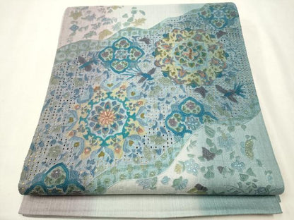 平和屋着物●中国三大刺繍 スワトウ刺繍 総刺繍 太鼓柄袋帯 紬地 正倉院花鳥文 正絹 逸品 CAAT1031hy