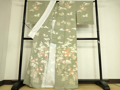 平和屋着物▽訪問着　単衣　籬吉祥花文　金彩　正絹　逸品　DAAS0547az