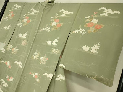 平和屋着物▽訪問着　単衣　籬吉祥花文　金彩　正絹　逸品　DAAS0547az