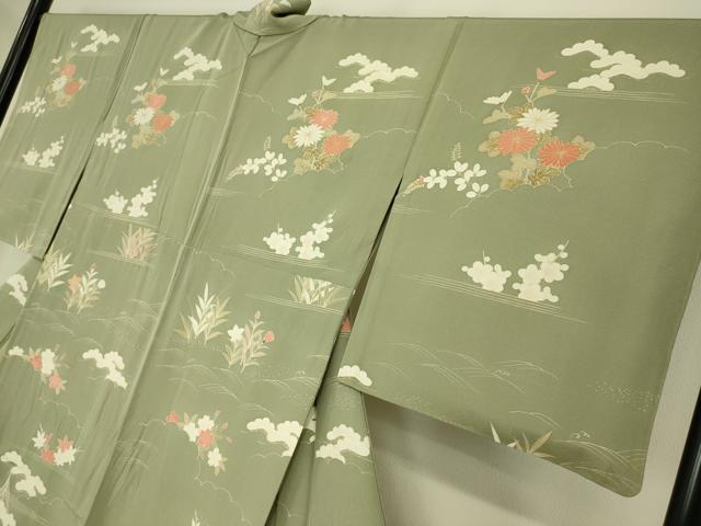 平和屋着物▽訪問着　単衣　籬吉祥花文　金彩　正絹　逸品　DAAS0547az
