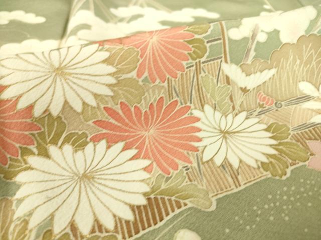 平和屋着物▽訪問着　単衣　籬吉祥花文　金彩　正絹　逸品　DAAS0547az