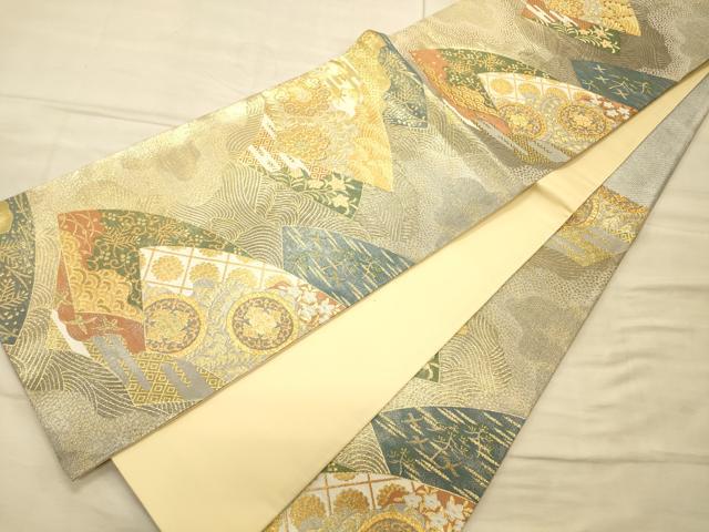 平和屋着物◎六通柄袋帯 地紙正倉院花文 金糸 正絹 逸品 CAAT0316ft
