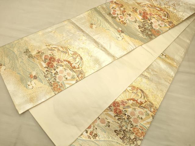 平和屋着物◎六通柄袋帯 流水源氏車 金銀糸 正絹 逸品 CAAT0348ft
