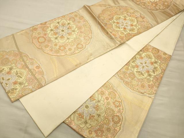 平和屋着物◎六通柄袋帯 鏡裏唐花華文 金銀糸 正絹 逸品 CAAT0380ft
