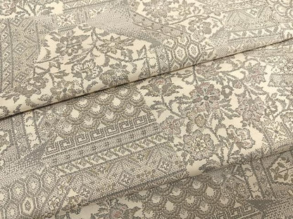 平和屋着物●本場大島紬 白大島 9マルキ 切嵌花文 正絹 逸品 BAAT6674hv