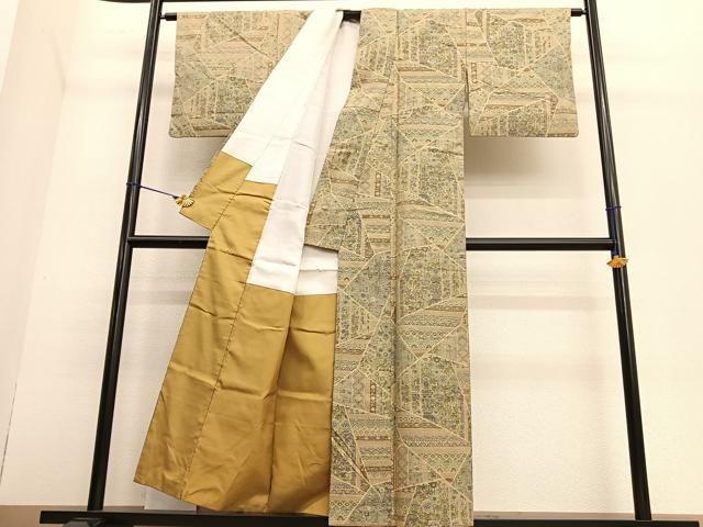 平和屋着物●小千谷紬 切嵌文様 正絹 逸品 BAAT6671hv