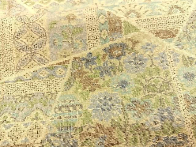 平和屋着物●小千谷紬 切嵌文様 正絹 逸品 BAAT6671hv