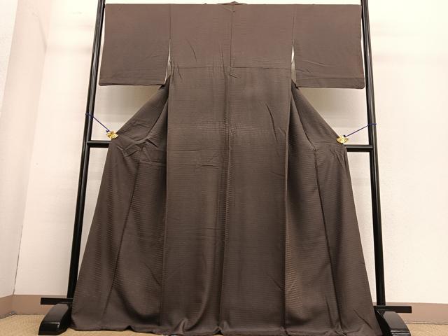 平和屋着物●上質な紬 横段文 ロング丈 正絹 逸品 BAAT6675hv