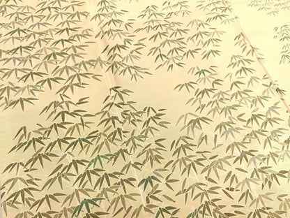 平和屋着物●訪問着 本場染大島紬 作家物 刺繍 笹竹文 正絹 逸品 BAAT6711hv