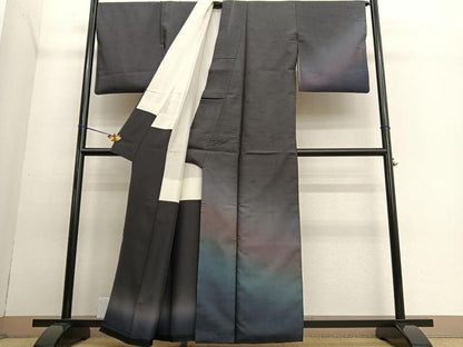 平和屋着物●訪問着 紬地 霞文 正絹 逸品 BAAT6721hv