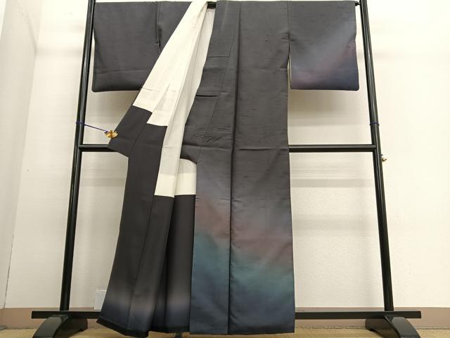 平和屋着物●訪問着 紬地 霞文 正絹 逸品 BAAT6721hv