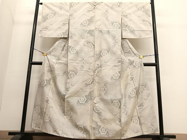 平和屋着物●本場大島紬 白大島 9マルキ 道長蜀江花文 ほていや扱い 正絹 逸品 BAAT6729hv