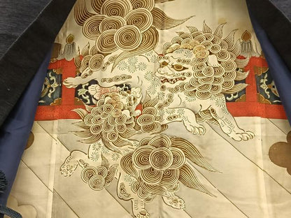 平和屋着物●男性　紬　アンサンブル　霞文　正絹　逸品　BAAT6738hv