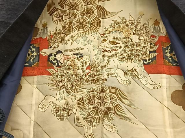平和屋着物●男性　紬　アンサンブル　霞文　正絹　逸品　BAAT6738hv