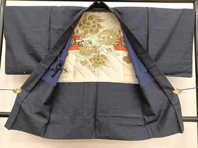 平和屋着物●男性　紬　アンサンブル　霞文　正絹　逸品　BAAT6738hv