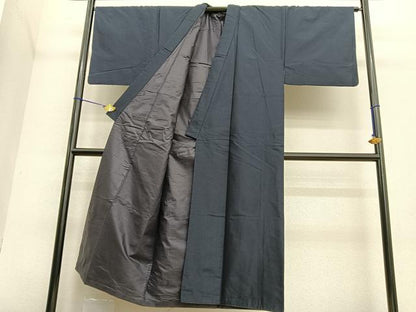 平和屋着物●男性 紬 アンサンブル 色無地 褐返色 正絹 逸品 BAAT6753hv