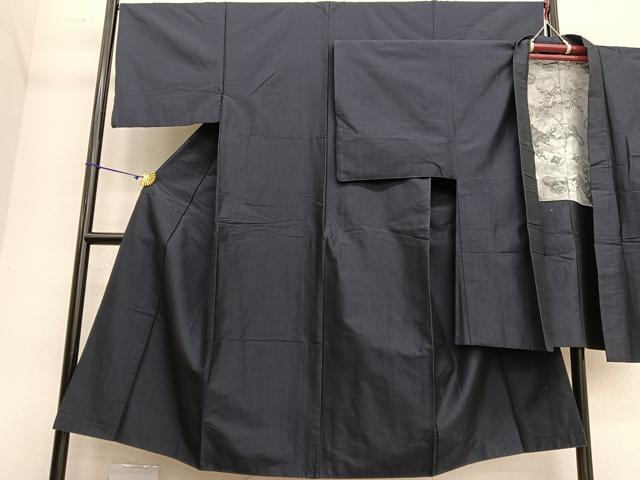 平和屋着物●男性 紬 アンサンブル 色無地 褐返色 正絹 逸品 BAAT6753hv