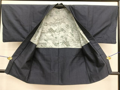 平和屋着物●男性 紬 アンサンブル 色無地 褐返色 正絹 逸品 BAAT6753hv