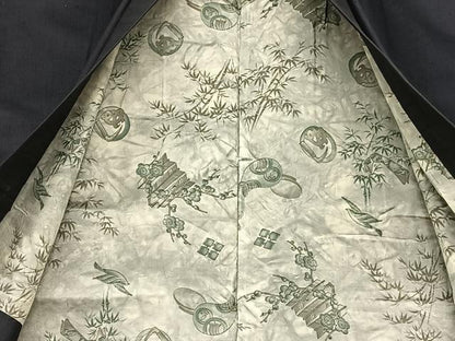 平和屋着物●男性 紬 アンサンブル 色無地 褐返色 正絹 逸品 BAAT6753hv
