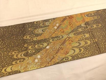 平和屋着物●六通柄袋帯 作家・天野達夫 唐織 窯変天目 金銀糸 正絹 逸品 BAAT6779hv