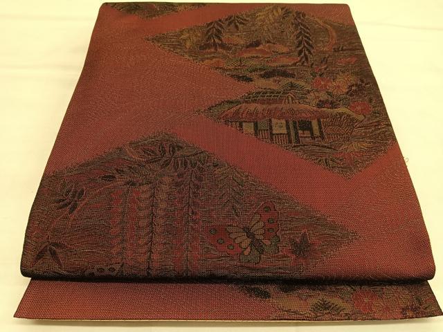 平和屋着物●京の名門・菱屋六右ェ門 全通柄袋帯 幻の織 観阿弥 御所解花蝶文 正絹 逸品 BAAT6787hv