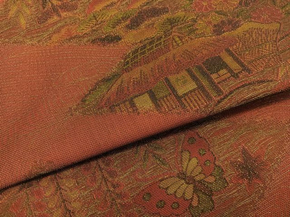 平和屋着物●京の名門・菱屋六右ェ門 全通柄袋帯 幻の織 観阿弥 御所解花蝶文 正絹 逸品 BAAT6787hv
