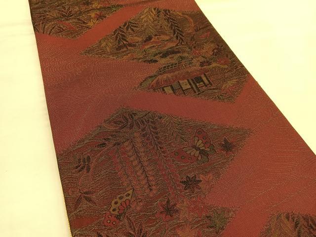 平和屋着物●京の名門・菱屋六右ェ門 全通柄袋帯 幻の織 観阿弥 御所解花蝶文 正絹 逸品 BAAT6787hv