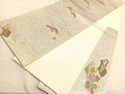 平和屋着物●金彩友禅作家　金彩の魔術師　堀省平　金煌織　太鼓柄袋帯　遠山文　金銀彩　正絹　逸品　BAAT6760hv