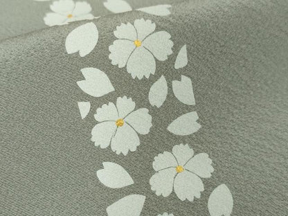 平和屋本店▽極上 小紋 単衣 花間道 桔梗鼠色地 金彩 逸品 DZAA6176kh5