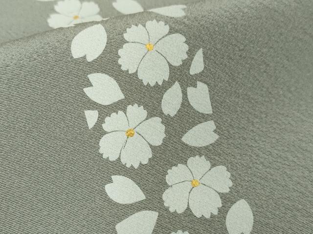 平和屋本店▽極上 小紋 単衣 花間道 桔梗鼠色地 金彩 逸品 DZAA6176kh5