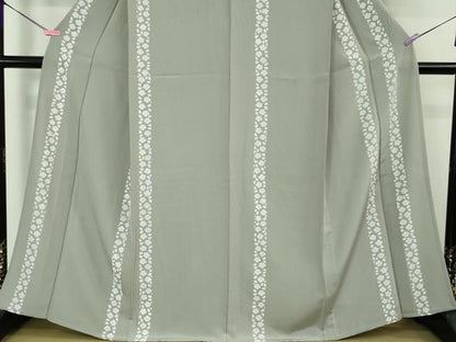 平和屋本店▽極上 小紋 単衣 花間道 桔梗鼠色地 金彩 逸品 DZAA6176kh5