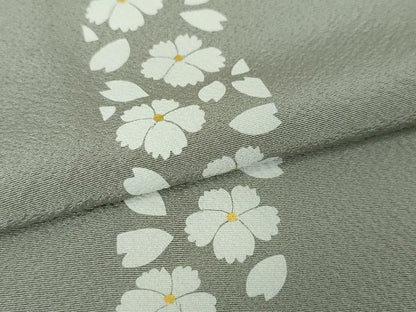 平和屋本店▽極上 小紋 単衣 花間道 桔梗鼠色地 金彩 逸品 DZAA6176kh5