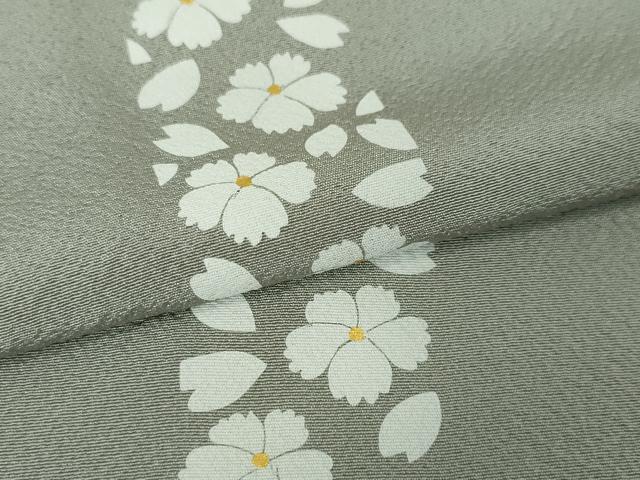 平和屋本店▽極上 小紋 単衣 花間道 桔梗鼠色地 金彩 逸品 DZAA6176kh5