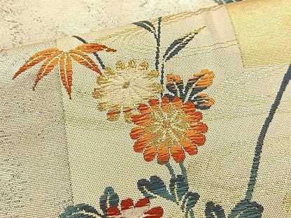 平和屋着物◎六通柄袋帯　唐織　名錦加賀寿秋立　金糸　引箔　正絹　逸品　BAAT3981xa