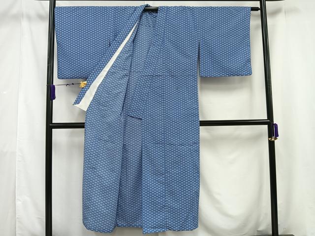 平和屋着物▽小紋　単衣　菱文　洗える着物　AAAV5262mf