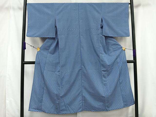 平和屋着物▽小紋　単衣　菱文　洗える着物　AAAV5262mf