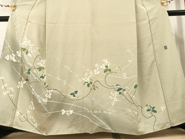 平和屋着物●京加賀糸目友禅作家 山崎巌 訪問着 枝花文 暈し染め 正絹 逸品 AAAW0044ph