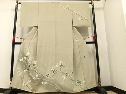 平和屋着物●京加賀糸目友禅作家 山崎巌 訪問着 枝花文 暈し染め 正絹 逸品 AAAW0044ph
