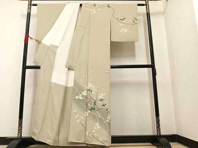 平和屋着物●京加賀糸目友禅作家 山崎巌 訪問着 枝花文 暈し染め 正絹 逸品 AAAW0044ph