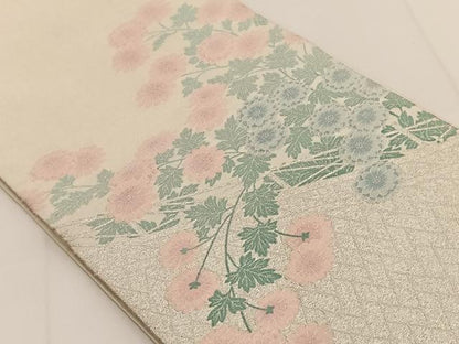 平和屋着物◎太鼓柄袋帯 綴れ 草花文 銀糸 正絹 逸品 BAAT3495ui