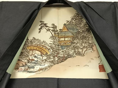 平和屋着物●男性 本場大島紬 アンサンブル 100亀甲 総詰め 正絹 逸品 AAAU4395np