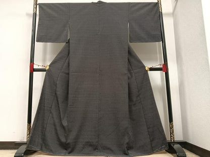 平和屋着物●本塩沢　蚊絣　黒地　正絹　逸品　未使用　AAAW1863ph
