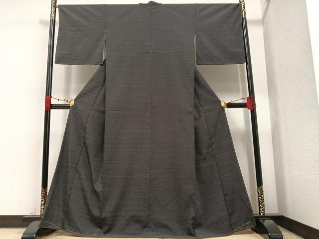 平和屋着物●本塩沢　蚊絣　黒地　正絹　逸品　未使用　AAAW1863ph